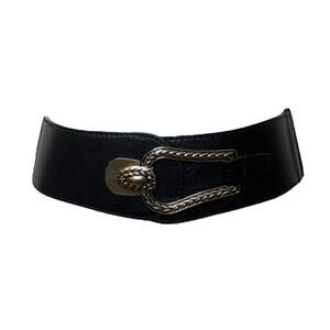 Bruges Black Stretch Adjustable Western Boho Ring Waist Belt
